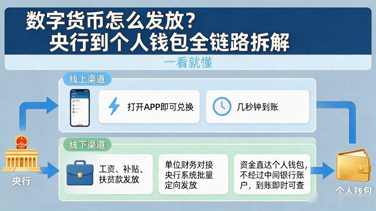 数字货币怎么发放？央行到个人钱包全链路拆解，一看就懂