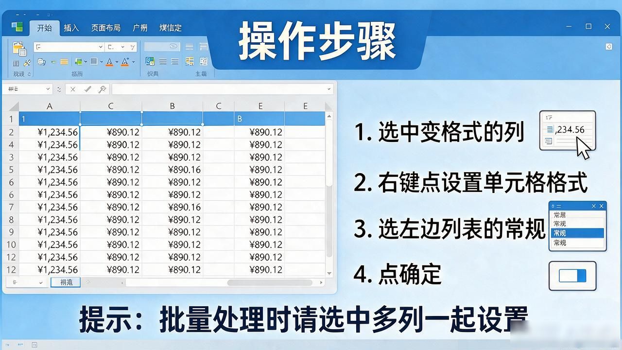 Excel数字自动变货币格式？别慌，这几招让你轻松改回