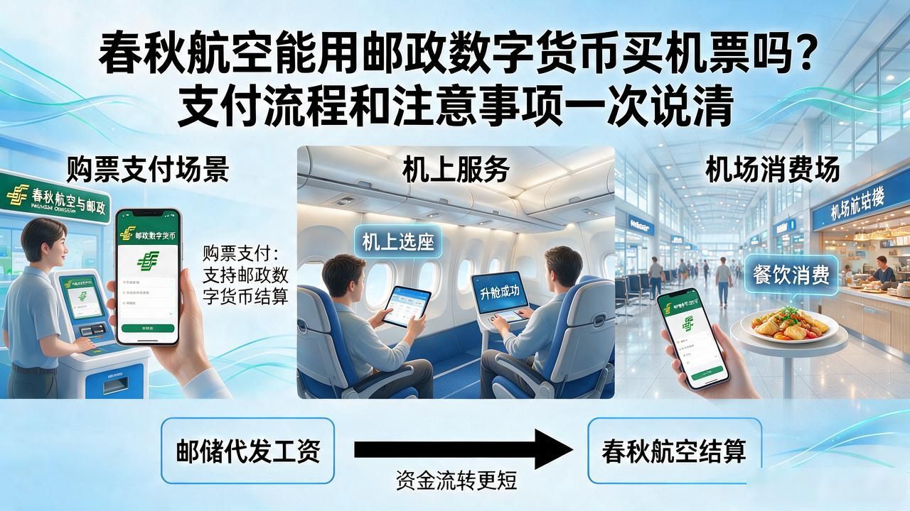 春秋航空能用邮政数字货币买机票吗？支付流程和注意事项一次说清
