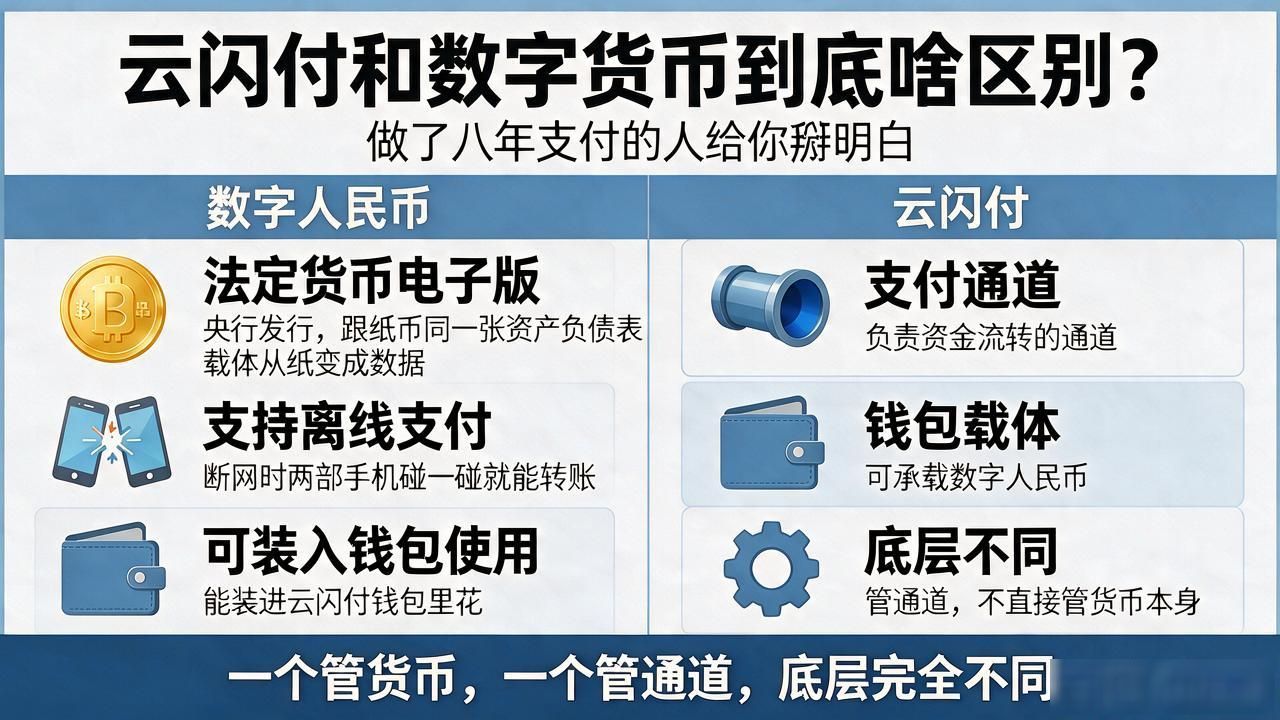 云闪付和数字货币到底啥区别？做了八年支付的人给你掰明白